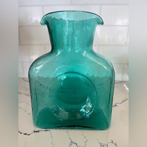 Blenko Glass Vintage color is turquoise blue color Double Spout Water pitcher